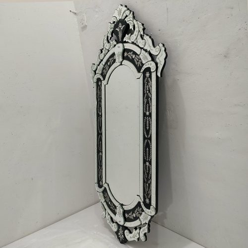 MG 013022 Venetian Mirror Black Kanaya size 140 cm x 70 cm Elegant Handmade Indonesia – Elegant venetian mirror hand-etched glass with ornate frame handcrafted in Indonesia
