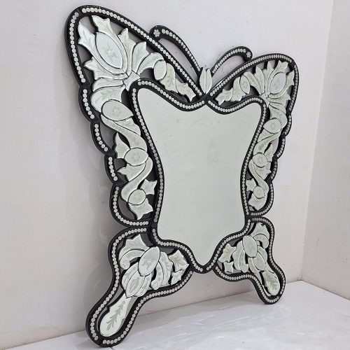 MG 013057 Hear Venetian Mirror Black 120x120cm Artisan Handmade Indonesia – Artisan venetian mirror hand-etched glass with ornate frame handcrafted in Indonesia