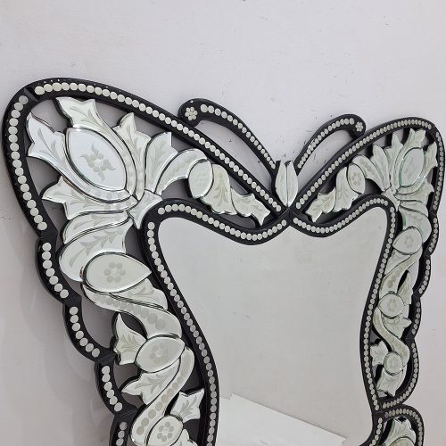 MG 013057 Hear Venetian Mirror Black 120x120cm Handcrafted Handmade Indonesia – Handcrafted venetian mirror hand-etched glass with ornate frame handcrafted in Indonesia