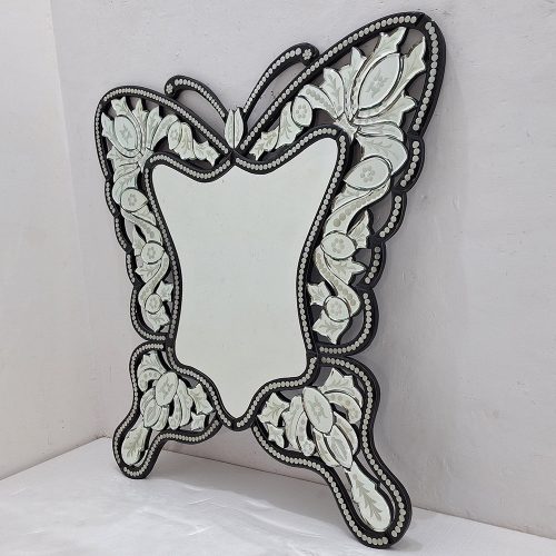 MG 013057 Hear Venetian Mirror Black 120x120cm Elegant Handmade Indonesia – Elegant venetian mirror hand-etched glass with ornate frame handcrafted in Indonesia