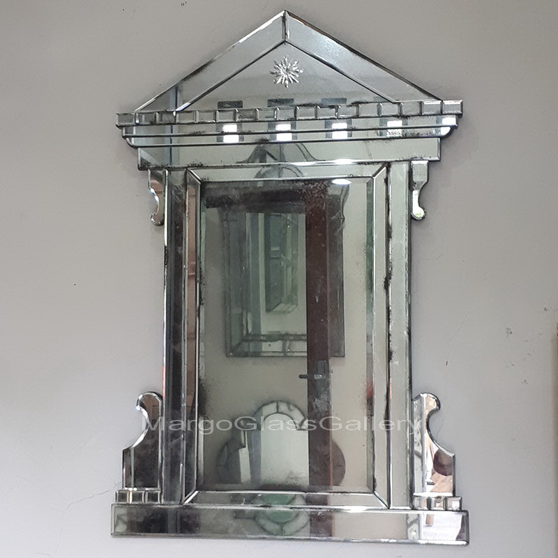 Antique glass mirror panel