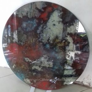Antiqued Mirror Round Red MG 014332