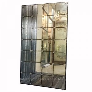 Antiqued Mirror Panel With Flowers MG 014346 = 1 pcs
