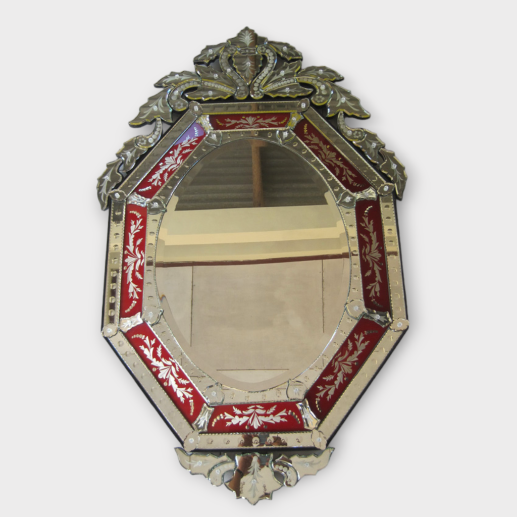Venetian Mirrors Octagonal – Handcrafted venetian mirror hand-etched glass with ornate frame handcrafted in Indonesia
