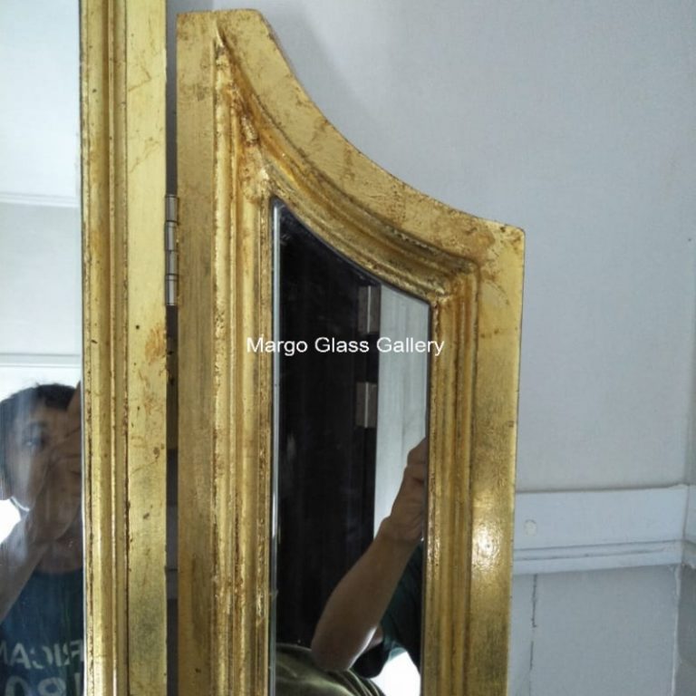 Tri Fold Mirror Bathroom with Gold Frame MG 030001 » Mirrors Glass Gallery