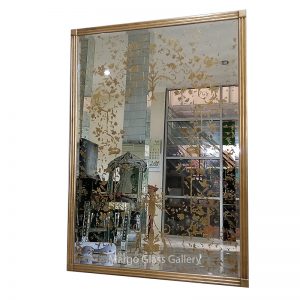 Etched Wall Mirror Rectangle Gold Mirror MG 020007