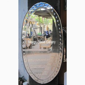 Glass Framed Bubble Edged Mirror Oval Maricio MG 004087