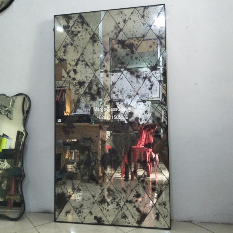 Antique glass mirror panel