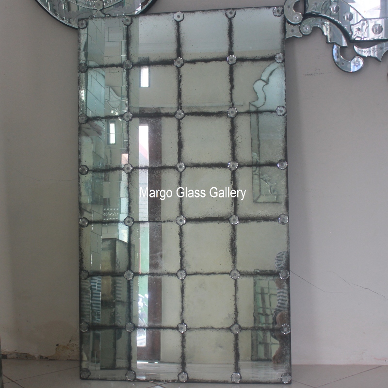 Antique glass mirror