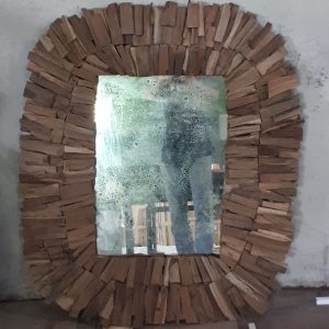 Rustic Teak wood frame mirror MG 019001