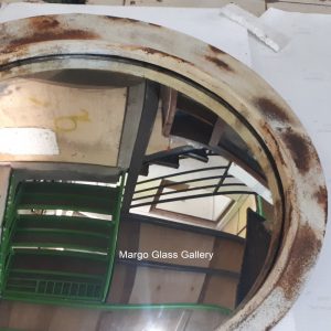 MG 022009 Industrial Metal Frame Round Convex Mirror White