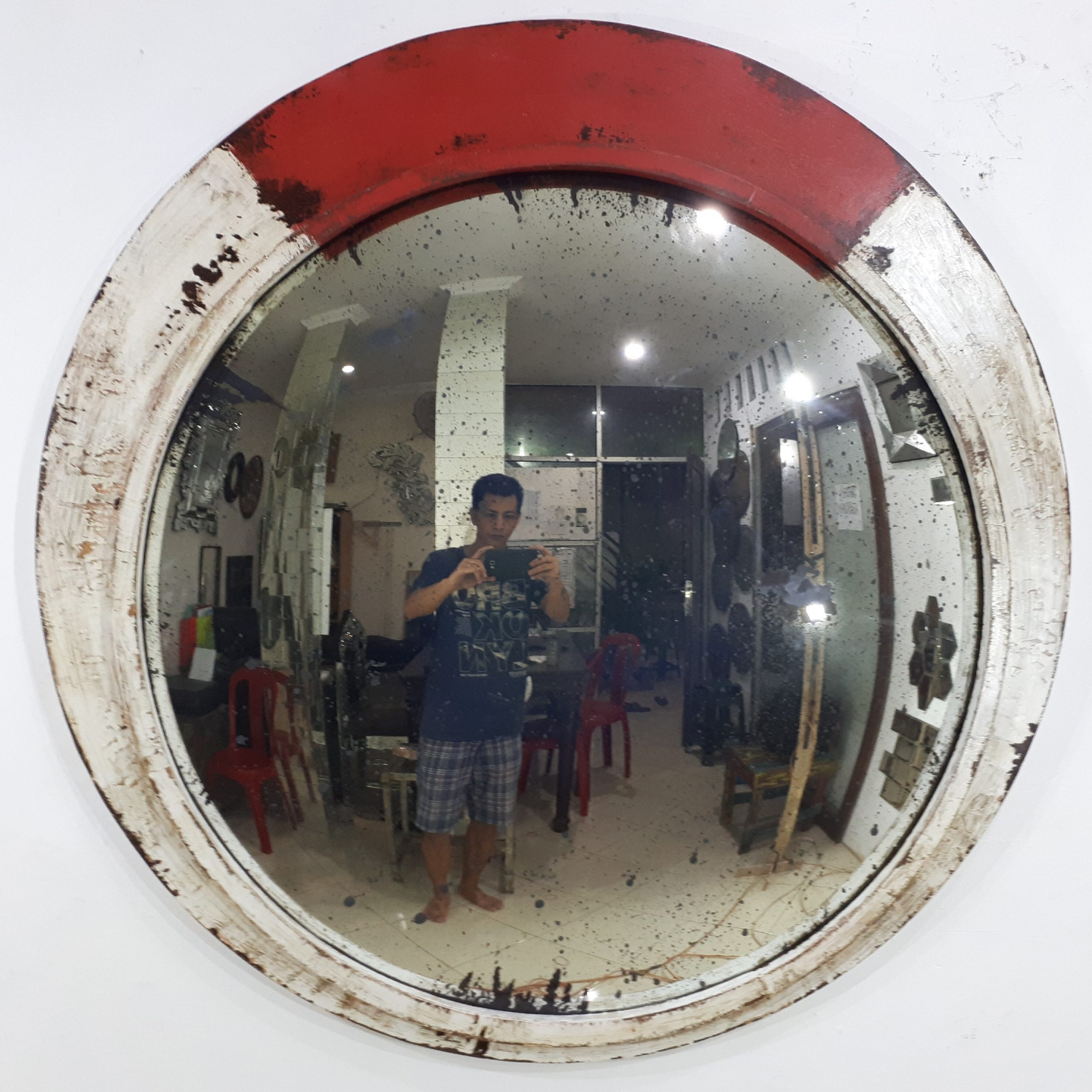 Convex Round Mirror Rustic