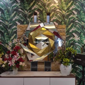 MG 004604 Octagon gold mirror DHD Mirror 3D gold lead DHD 70×82 – Premium decorative mirror mirror premium quality glass with ornate frame handcrafted in Indonesia