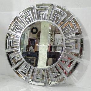 MG 004620 Key Mirror Round Silver 90x90cm – Elegant decorative mirror mirror premium quality glass with ornate frame handcrafted in Indonesia