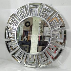MG 004620 Key Mirror Round Silver 90x90cm – Classic decorative mirror mirror premium quality glass with ornate frame handcrafted in Indonesia
