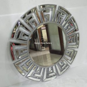 MG 004620 Key Mirror Round Silver 90x90cm – Handcrafted decorative mirror mirror premium quality glass with ornate frame handcrafted in Indonesia