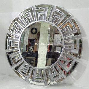 MG 004620 Key Mirror Round Silver 90x90cm – Classic decorative mirror mirror premium quality glass with ornate frame handcrafted in Indonesia