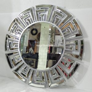 MG 004620 Key Mirror Round Silver 90x90cm – Artisan decorative mirror mirror premium quality glass with ornate frame handcrafted in Indonesia