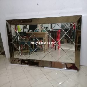 MG 004635 Bevel wajik frame brown triple 240x130cm – Elegant handcrafted mirror premium quality glass with ornate frame handcrafted in Indonesia
