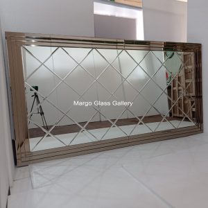MG 004635 Bevel wajik frame brown triple 240x130cm – Handcrafted handcrafted mirror premium quality glass with ornate frame handcrafted in Indonesia