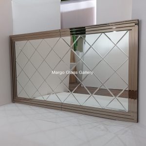 MG 004635 Bevel wajik frame brown triple 240x130cm – Luxury handcrafted mirror premium quality glass with ornate frame handcrafted in Indonesia