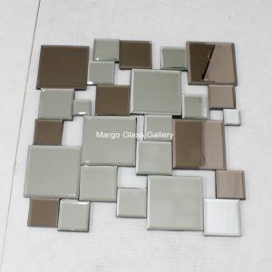 Mosaic Wall Mirror Square Silver Brown MG 004641