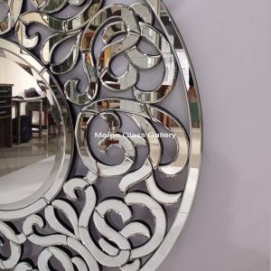 MG 004653 Ribbon style Round Mirror Uk 120 x 120 cm – Luxury decorative mirror mirror premium quality glass with ornate frame handcrafted in Indonesia