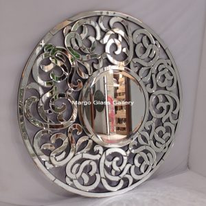 MG 004653 Ribbon style Round Mirror Uk 120 x 120 cm – Premium decorative mirror mirror premium quality glass with ornate frame handcrafted in Indonesia