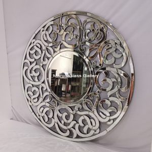 MG 004653 Ribbon style Round Mirror Uk 120 x 120 cm – Elegant decorative mirror mirror premium quality glass with ornate frame handcrafted in Indonesia