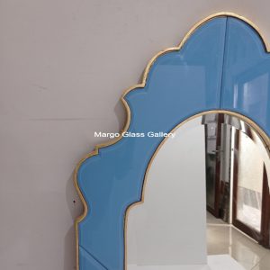 MG 004684 Blue Mirror + gold leaf 70×140 – Elegant decorative mirror mirror premium quality glass with ornate frame handcrafted in Indonesia