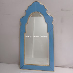 MG 004684 Blue Mirror + gold leaf 70×140 – Classic decorative mirror mirror premium quality glass with ornate frame handcrafted in Indonesia