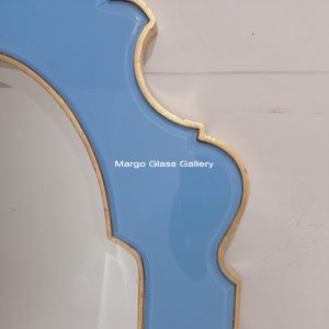 MG 004684 Blue Mirror + gold leaf 70×140 – Luxury decorative mirror mirror premium quality glass with ornate frame handcrafted in Indonesia
