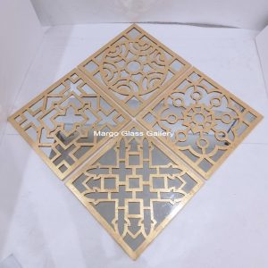 Wall Mirror Decorative Square Gold MG 004689 = 4 pcs 1 Set