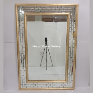 Rectangle Wall Mirror Beaded Gold MG 004692