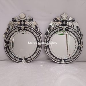 Black Venetian Mirror Round MG 013068