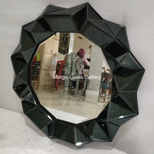 Round Black Wall Mirror Diamond MG 013076