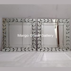 Square Venetian Mirror – Handcrafted venetian mirror hand-etched glass with ornate frame handcrafted in Indonesia