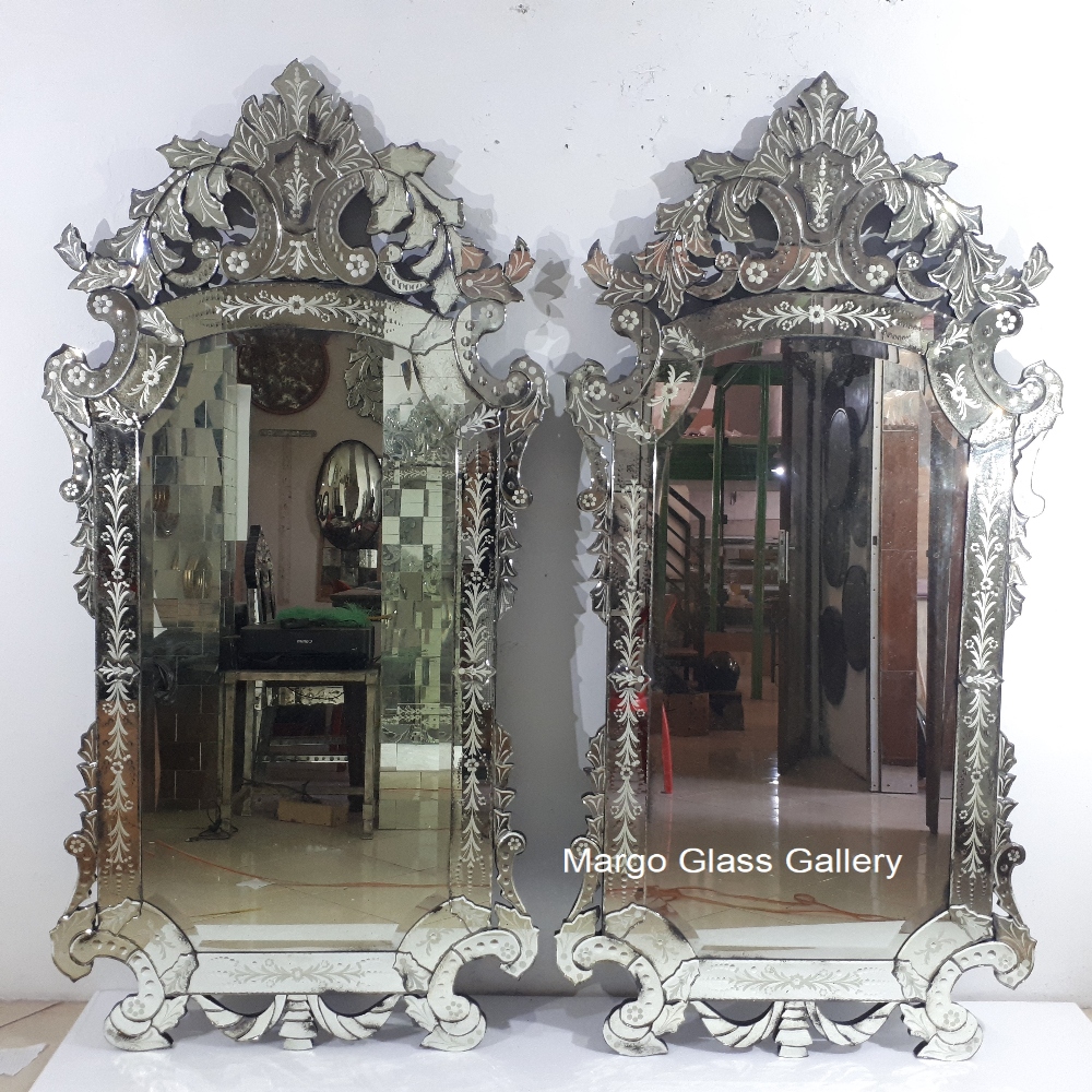 Antique glass mirror