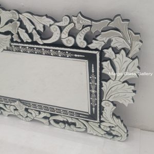MG 013079 Venetian Mirror List Black – Premium venetian mirror hand-etched glass with ornate frame handcrafted in Indonesia