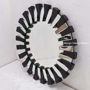 MG 013082 Modern Mirror Black Sun Overall 100 cm x 100 cm – Luxury decorative mirror mirror premium quality glass with ornate frame handcrafted in Indonesia