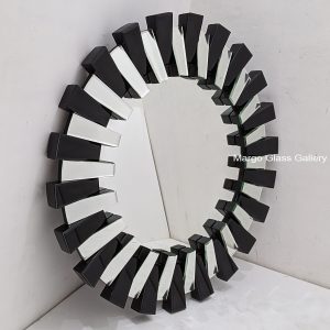 MG 013082 Modern Mirror Black Sun Overall 100 cm x 100 cm – Artisan decorative mirror mirror premium quality glass with ornate frame handcrafted in Indonesia