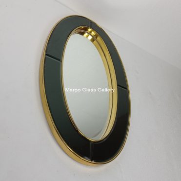 Oval Mirror Black Brass Antique