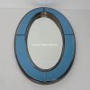 Oval Mirror Blue Brass Antique