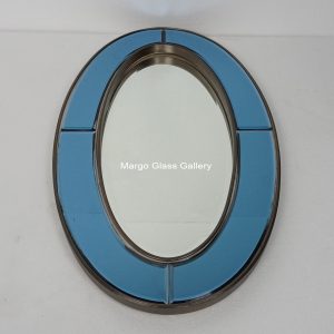 Oval Mirror Blue Brass Antique MG 004698