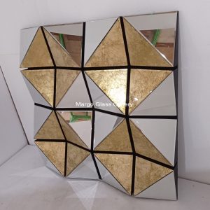 Square 3D Silver Gold Leaf MG 004706 – Elegant handcrafted mirror premium quality glass with ornate frame handcrafted in Indonesia