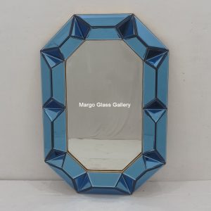 Octagonal 3D Wall Mirror Blue MG 004707 = 1 pcs