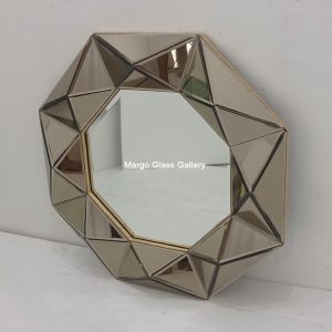 MG 004709 Modern Octagon Frame gold Cermin Brown Uk 85 cm x 85 cm – Handcrafted handcrafted mirror premium quality glass with ornate frame handcrafted in Indonesia