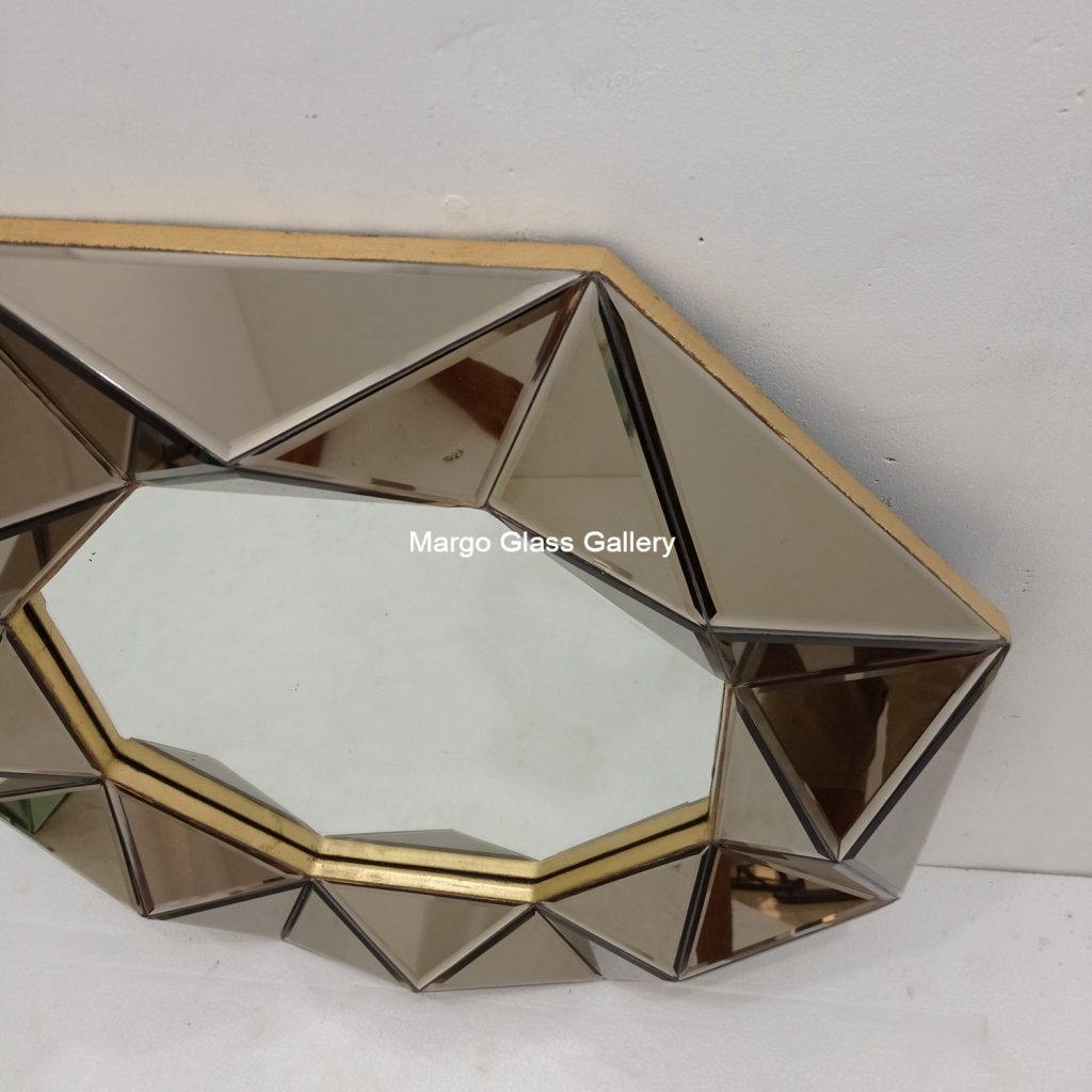 MG 004709 Modern Octagon Frame gold Cermin Brown Uk 85 cm x 85 cm – Luxury handcrafted mirror premium quality glass with ornate frame handcrafted in Indonesia