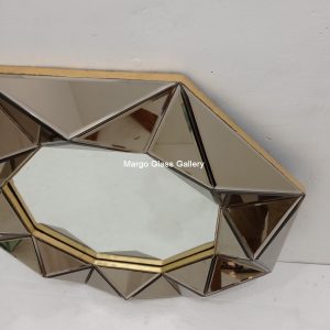 MG 004709 Modern Octagon Frame gold Cermin Brown Uk 85 cm x 85 cm – Luxury handcrafted mirror premium quality glass with ornate frame handcrafted in Indonesia