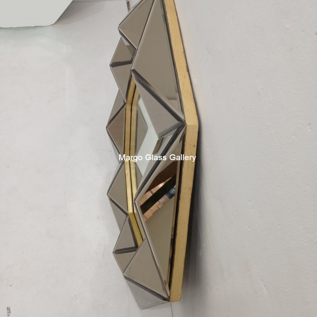 MG 004709 Modern Octagon Frame gold Cermin Brown Uk 85 cm x 85 cm – Premium handcrafted mirror premium quality glass with ornate frame handcrafted in Indonesia